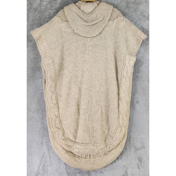 Vamp by Koret Sweater Womens Medium Brown Wool Knit Hooded Vintage Poncho - Picture 2 of 11